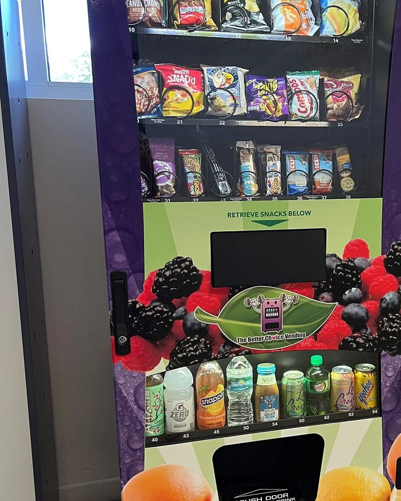 A Better Choice Vending machine, wrapped in the company's own branding and fully stocked, installed at a Brevard County business